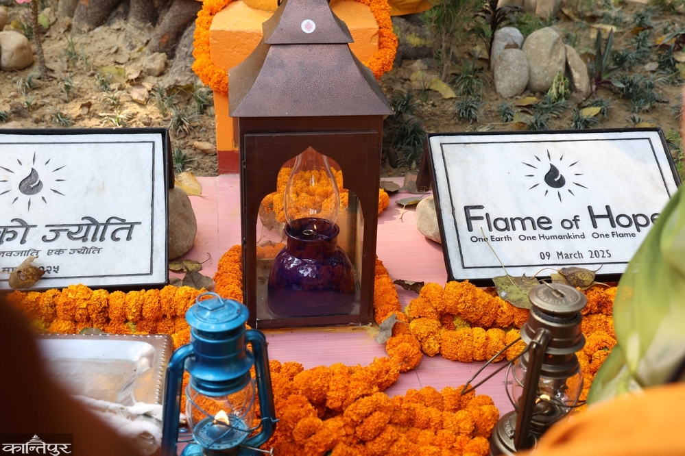 Lamps collected from 15 places in 9 countries lit at Lumbini