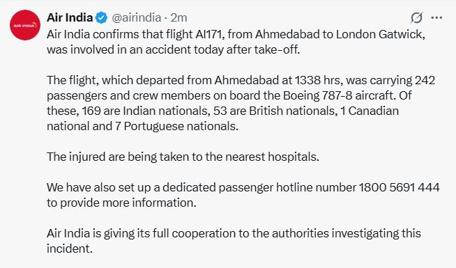 Air India plane crash in Ahmedabad